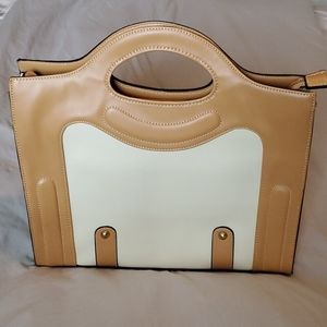 Beige & Tan Structured Bag